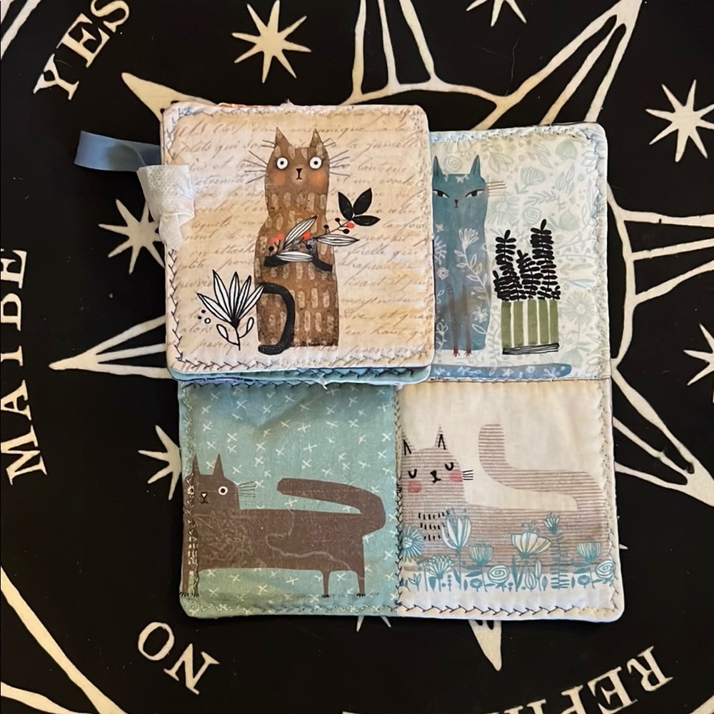 Cat-Themed coasters and trivet set